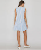 Blue Stripe Flounce Mini Dress