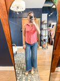 Pink Mixed Material Button Down