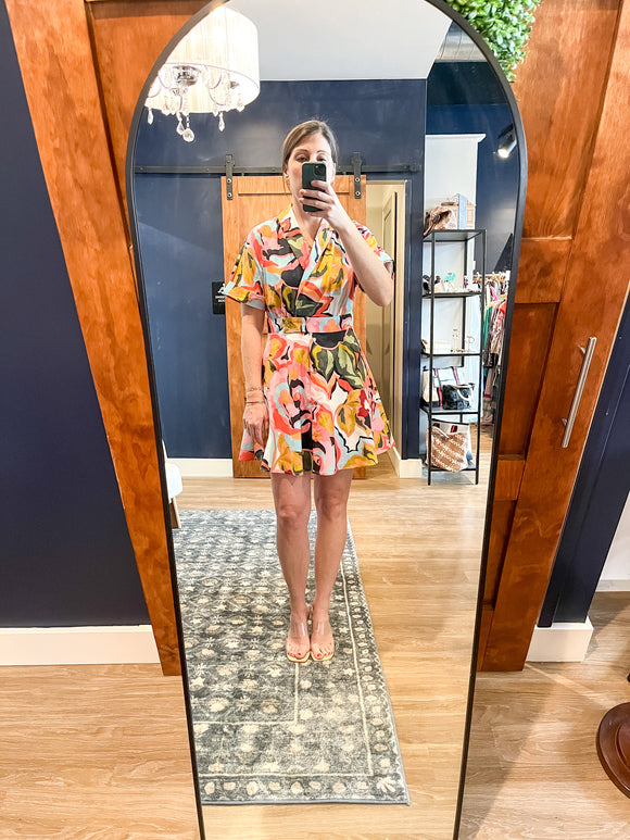 Garden Floral Button Bottom Mini Dress