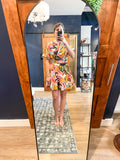 Garden Floral Button Bottom Mini Dress