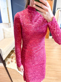 Fuschia Burn Out Midi Dress