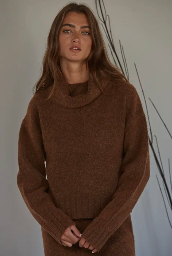 Brown Wide Cowl Sweater