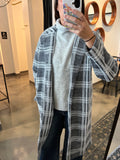 Grey Plaid Long Jacket/Cardi