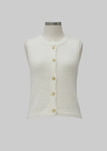 Ivory Knit Button Vest