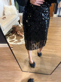 Black Sequin Midi Skirt