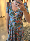 Antique Floral Maxi Dress w/ Brass Button