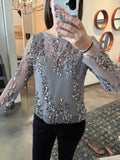 Grey Mesh and Sequin Blouse