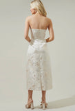 Ivory Jacquard Bow Midi Dress
