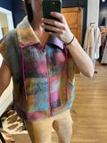 Pink Multi PLaid Loose Fit Vest
