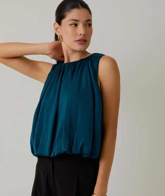 Teal Bubble Hem Tank