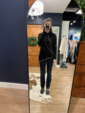 Black Blanket Stitch Asymetrical Sweater