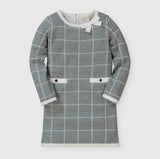 Kids Grey Windowpane Sweater Dress