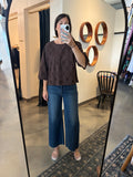 Brown Eyelet Tee