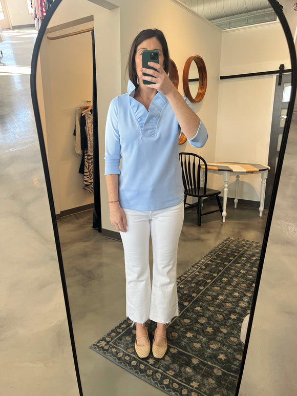Periwinkle Ruffle Neck Top