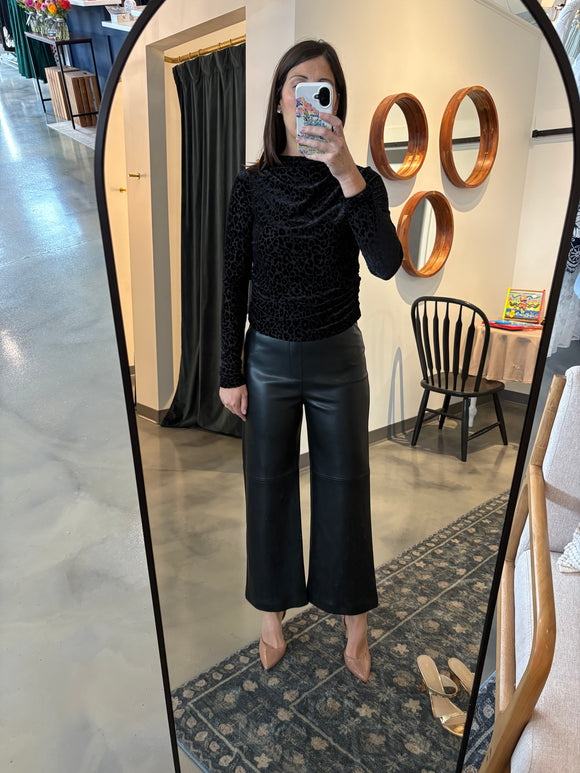 Black Faux Leather Crop Pant
