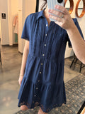 Navy Eyelet Edge Mini Dress