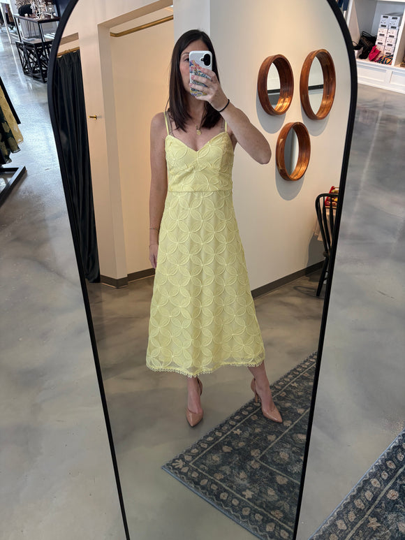 yellow mesh midi dress Yellow Mesh Bloom Midi Dress – E. Lane Boutique