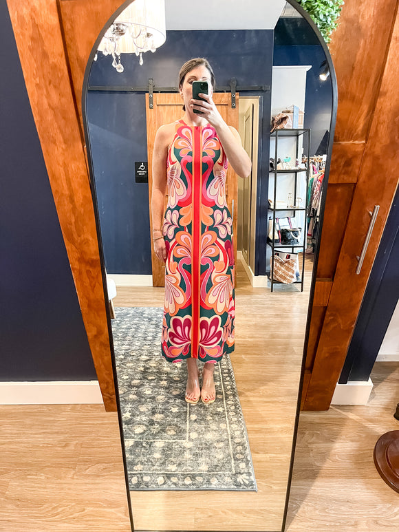 Raspberry/Teal Maxi w/ Keyhole Back
