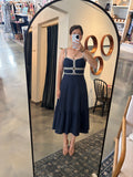 Navy Midi Dress w/ Braided Detail