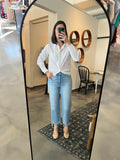 White Twist Front Button Down