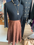 Black Mock Dress w/ Brown Suede Skirt