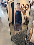Navy Sheer Polka Dot Dress