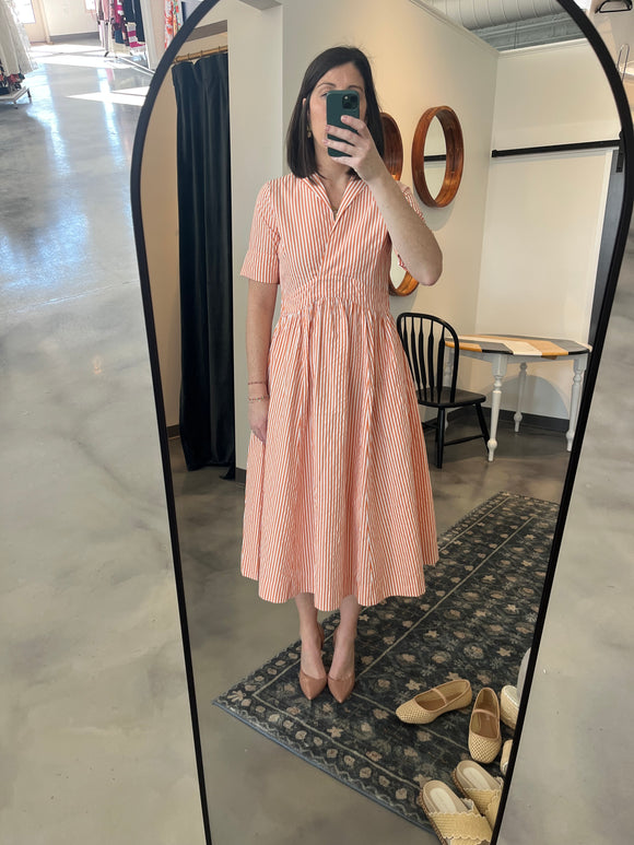 Orange Stripe Shirt Dress