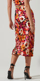 Multi Floral Satin Midi Skirt