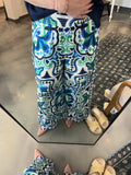 Blue Print Wide Leg Pant
