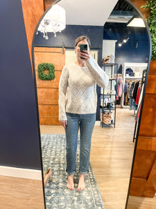 Oat Diamond Pointelle Sweater