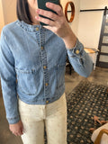Collarless Denim Jacket
