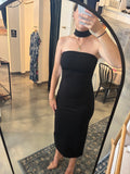 Black Faux Neck Tie Dress