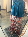 Artist Print A Line Satin Skirt