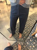 Navy Twill Barrel Pant