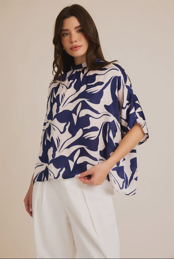 Blue Abstract Print Blouse