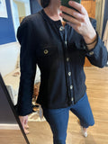 Black Sweatshirt Button Jacket