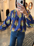 Blue Block Print Blouse