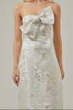 Ivory Jacquard Bow Midi Dress