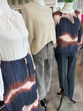 Navy Multi Pleated Blouse
