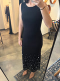Black Knit Dress w/ Pearl Embellishment