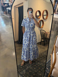 Blue/White Poplin Short Sleeve Dress