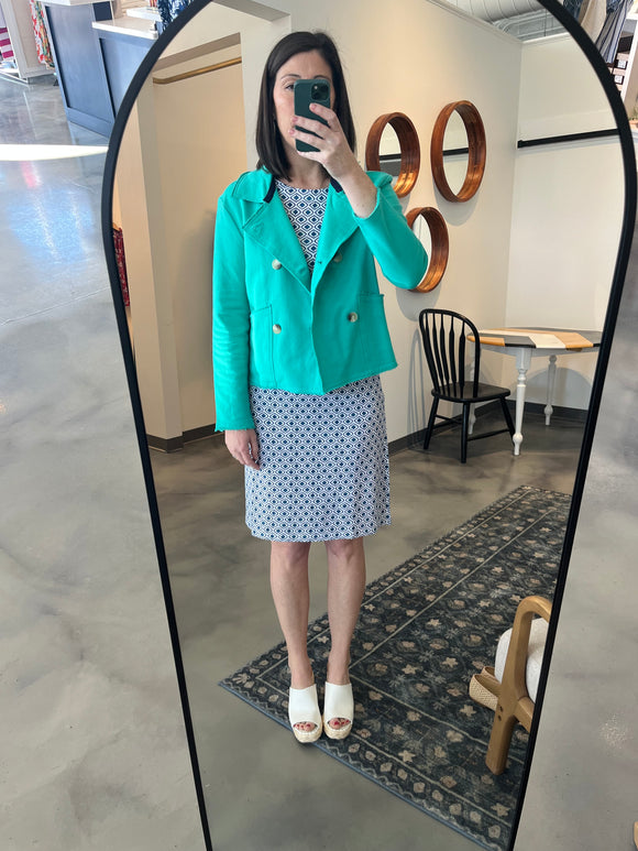 Teal Preppy Sweatshirt Blazer