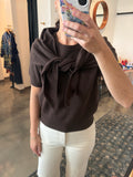 Brown Short Sleeve Sweater w/ Scarf
