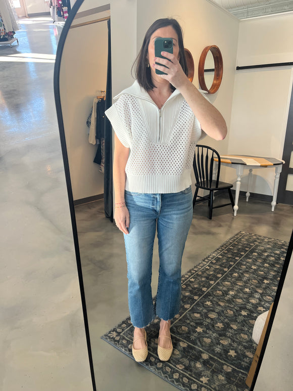 White Mesh Sweater Vest