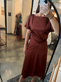 Brick S/S Ruched Dress