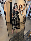 Black Short Sleeve Print Dress