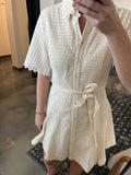 Natural Eyelet Short Sleeve Dress