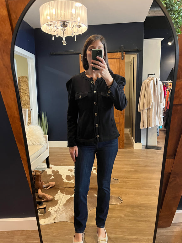 Black Sweatshirt Button Jacket