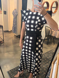 Black/White Check Midi Dress