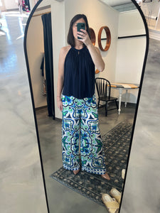 Blue Print Wide Leg Pant